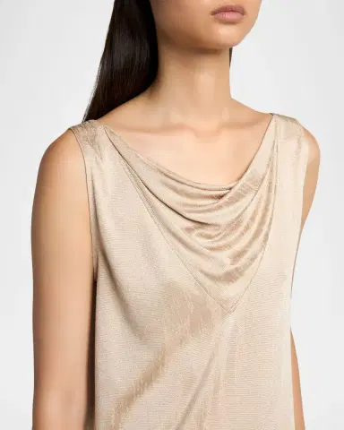Giorgio Armani Cowl-Neck Metallic Jersey Top | Thumbnail 5