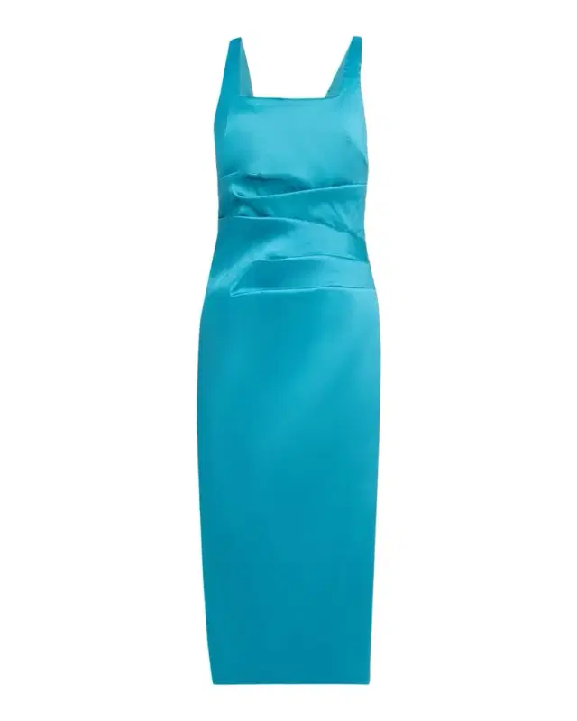 Aidan Mattox Square-Neck Stretch Mikado Midi Dress