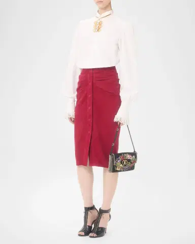 Valentino Garavani Ruched Suede Skirt | Thumbnail 2 Valentino Garavani Ruched Suede Skirt | Thumbnail 2