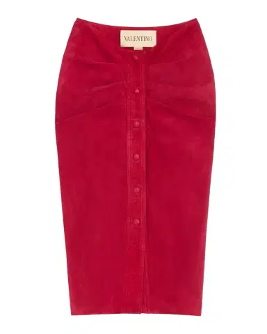 Valentino Garavani Ruched Suede Skirt | Thumbnail 1 Valentino Garavani Ruched Suede Skirt | Thumbnail 1
