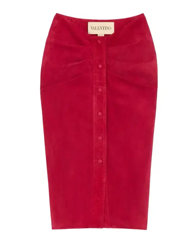 Valentino Garavani Ruched Suede Skirt