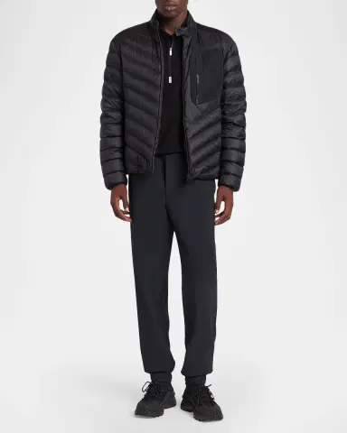 Moncler Men's Logo Cotton Piquet Half-Zip Polo Shirt | Thumbnail 2 Moncler Men's Logo Cotton Piquet Half-Zip Polo Shirt | Thumbnail 2