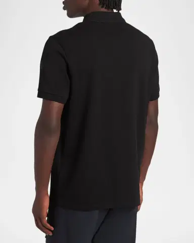 Moncler Men's Logo Cotton Piquet Half-Zip Polo Shirt | Thumbnail 3 Moncler Men's Logo Cotton Piquet Half-Zip Polo Shirt | Thumbnail 3