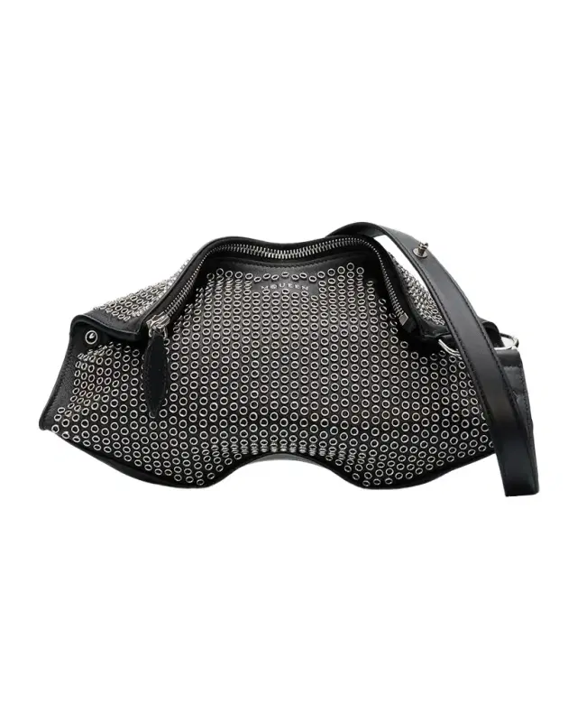 McQueen Manta Eyelet-Covered Leather Clutch Bag