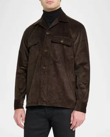 Salvatore Piccolo Men's Cotton Corduroy Dual-Pocket Overshirt | Thumbnail 4 Salvatore Piccolo Men's Cotton Corduroy Dual-Pocket Overshirt | Thumbnail 4