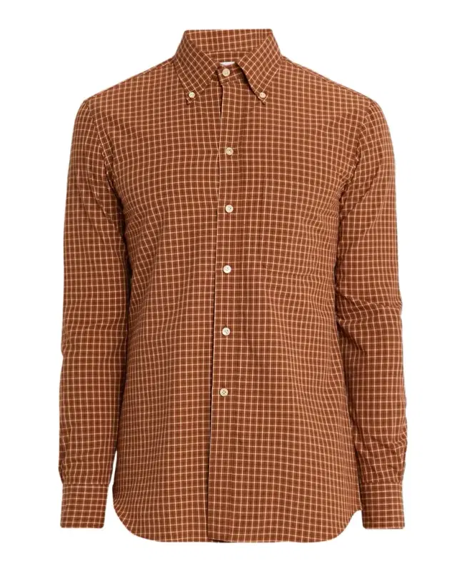 Salvatore Piccolo Men 's Cotton Windowpane Plaid Sport Shirt