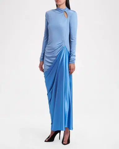 Valentino Garavani Long-Sleeve Draped Satin Maxi Dress | Thumbnail 4 Valentino Garavani Long-Sleeve Draped Satin Maxi Dress | Thumbnail 4