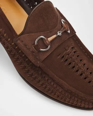 Gucci Men's Horsebit 1953 Woven Suede Bit Loafers | Thumbnail 3 Gucci Men's Horsebit 1953 Woven Suede Bit Loafers | Thumbnail 3