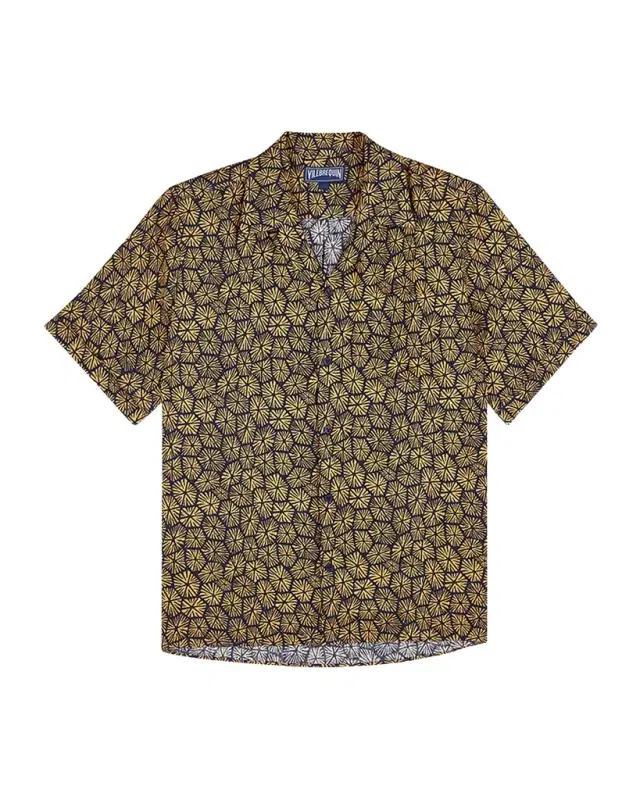 Vilebrequin Men 's Linen Flower-Print Camp Shirt