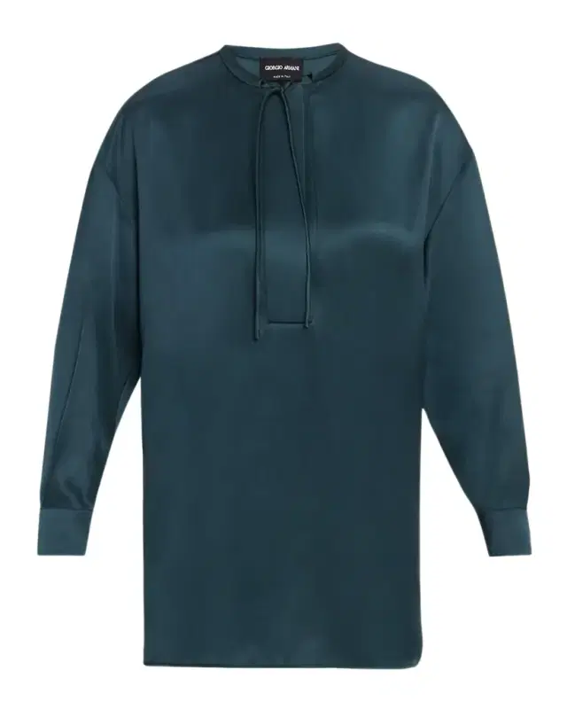 Giorgio Armani Long-Sleeve Silk Tunic Shirt