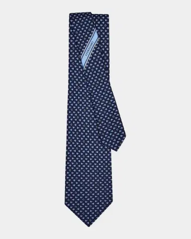 Ferragamo Men's Bussola Paper Airplane Gancio Silk Tie | Thumbnail 3 Ferragamo Men's Bussola Paper Airplane Gancio Silk Tie | Thumbnail 3