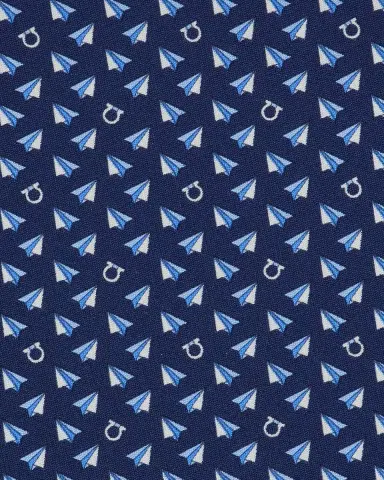 Ferragamo Men's Bussola Paper Airplane Gancio Silk Tie | Thumbnail 4 Ferragamo Men's Bussola Paper Airplane Gancio Silk Tie | Thumbnail 4