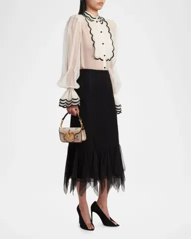 Valentino Garavani Small Floral-Embroidered Woven Flax Shoulder Bag | Thumbnail 5 Valentino Garavani Small Floral-Embroidered Woven Flax Shoulder Bag | Thumbnail 5