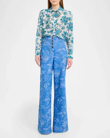 Etro Floral Cotton Silk Button-Front Shirt | Thumbnail 2