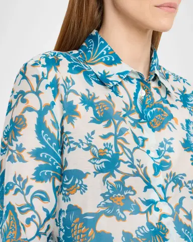 Etro Floral Cotton Silk Button-Front Shirt | Thumbnail 5