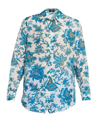 Etro Floral Cotton Silk Button-Front Shirt | Thumbnail 1