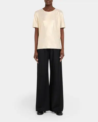MAJESTIC FILATURES Stretch Linen Metallic Semi Relaxed Crewneck Top | Thumbnail 2