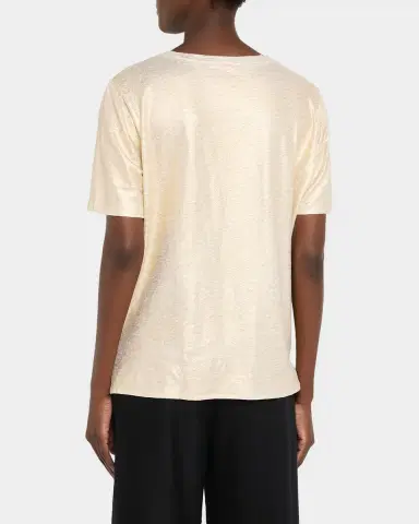 MAJESTIC FILATURES Stretch Linen Metallic Semi Relaxed Crewneck Top | Thumbnail 3