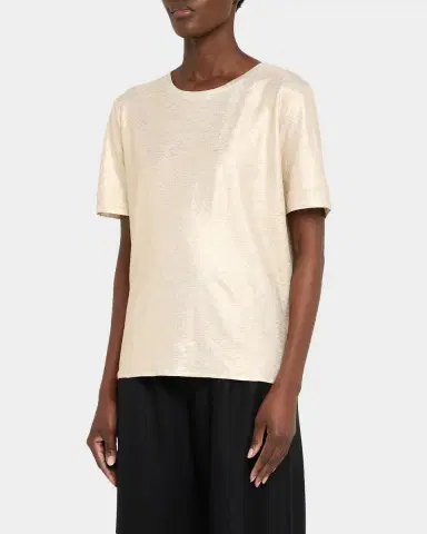 MAJESTIC FILATURES Stretch Linen Metallic Semi Relaxed Crewneck Top | Thumbnail 4