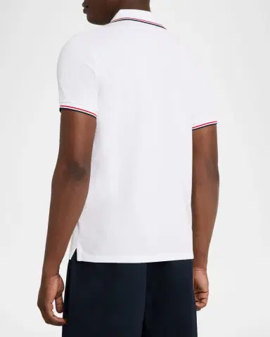Moncler Men's Stripe-Trim Cotton Polo Shirt | Thumbnail 3