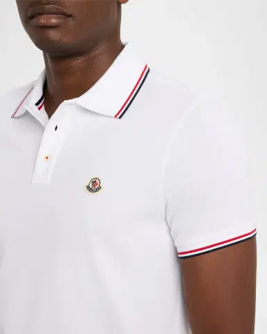 Moncler Men's Stripe-Trim Cotton Polo Shirt | Thumbnail 5