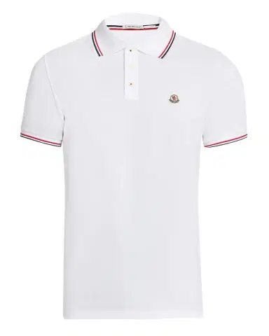 Moncler Men's Stripe-Trim Cotton Polo Shirt | Thumbnail 1