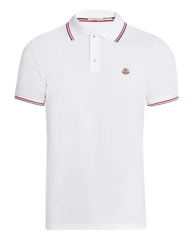 Moncler Men 's Stripe-Trim Cotton Polo Shirt
