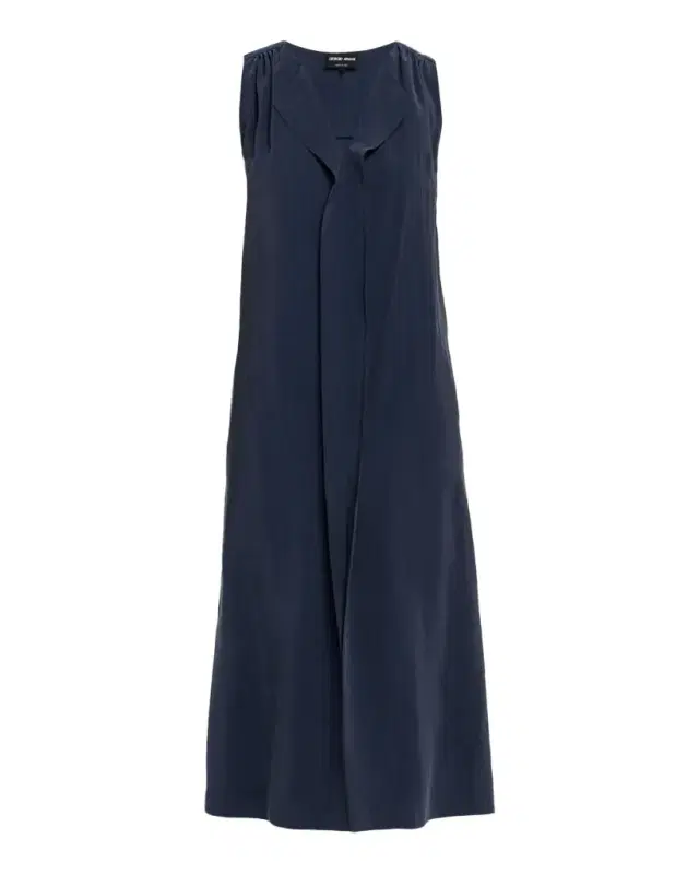 Giorgio Armani Technical Silk Sleeveless Midi Shirtdress