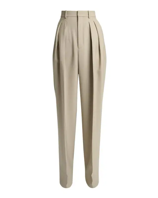 Saint Laurent Pleated Wool-Silk Canvas Wide-Leg Pants