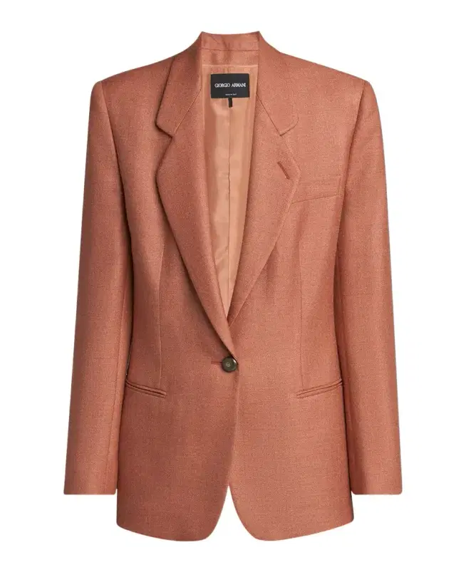 Giorgio Armani Silk-Wool Single-Breasted Blazer Jacket