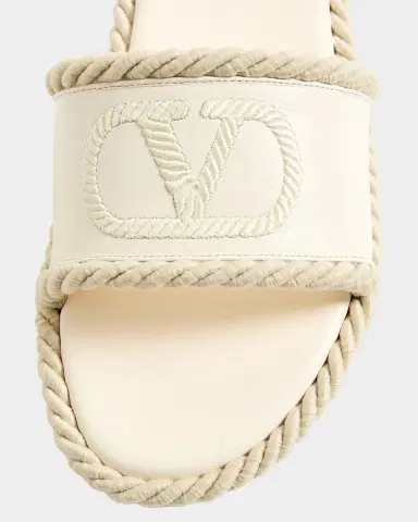 Valentino Garavani 5mm VLogo Leather Flat Slide Sandals | Thumbnail 2 Valentino Garavani 5mm VLogo Leather Flat Slide Sandals | Thumbnail 2