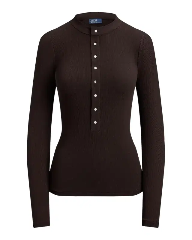 Ribbed Cotton Henley Shirt