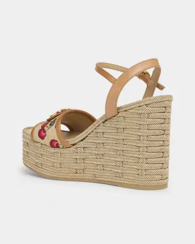 Valentino Garavani VLogo Cherry Jacquard Raffia-Wedge Espadrilles | Thumbnail 2 Valentino Garavani VLogo Cherry Jacquard Raffia-Wedge Espadrilles | Thumbnail 2