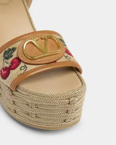 Valentino Garavani VLogo Cherry Jacquard Raffia-Wedge Espadrilles | Thumbnail 3 Valentino Garavani VLogo Cherry Jacquard Raffia-Wedge Espadrilles | Thumbnail 3