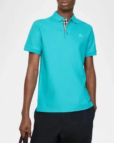 Burberry Men's Check-Placket Slim Fit Cotton Polo Shirt | Thumbnail 3
