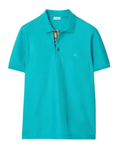 Burberry Men's Check-Placket Slim Fit Cotton Polo Shirt | Thumbnail 1