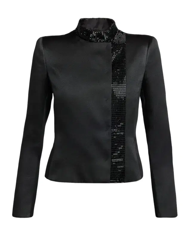 Embroidered Silk Single-Breasted Jacket