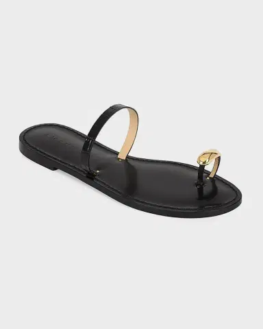 AMANU The Kibera Croc-Embossed Leather Toe-Ring Flat Sandals | Thumbnail 2