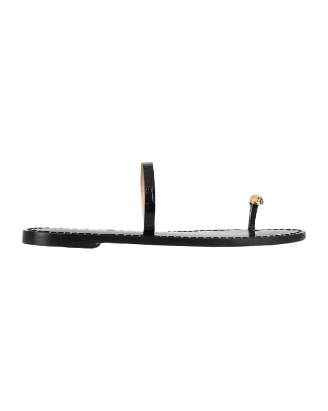AMANU The Kibera Croc-Embossed Leather Toe-Ring Flat Sandals