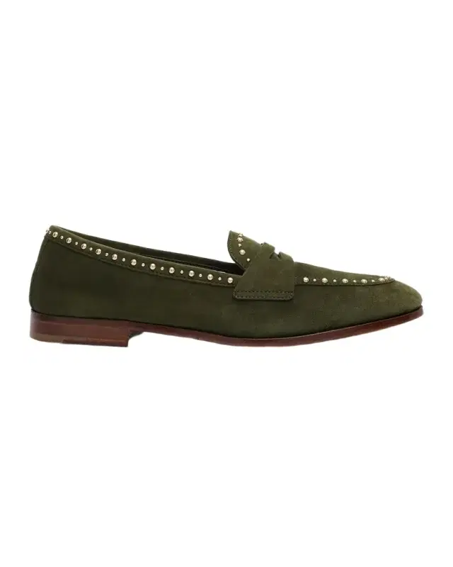 Church's Onyx Met Studded Suede Penny Loafers