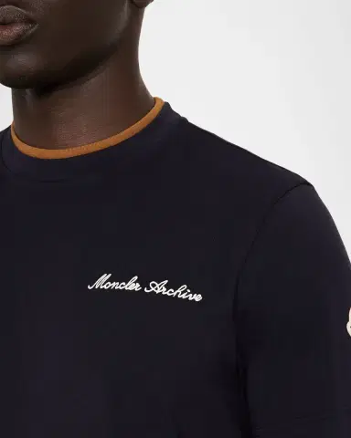 Moncler Men's Embroidered Logo Cotton T-Shirt | Thumbnail 5 Moncler Men's Embroidered Logo Cotton T-Shirt | Thumbnail 5
