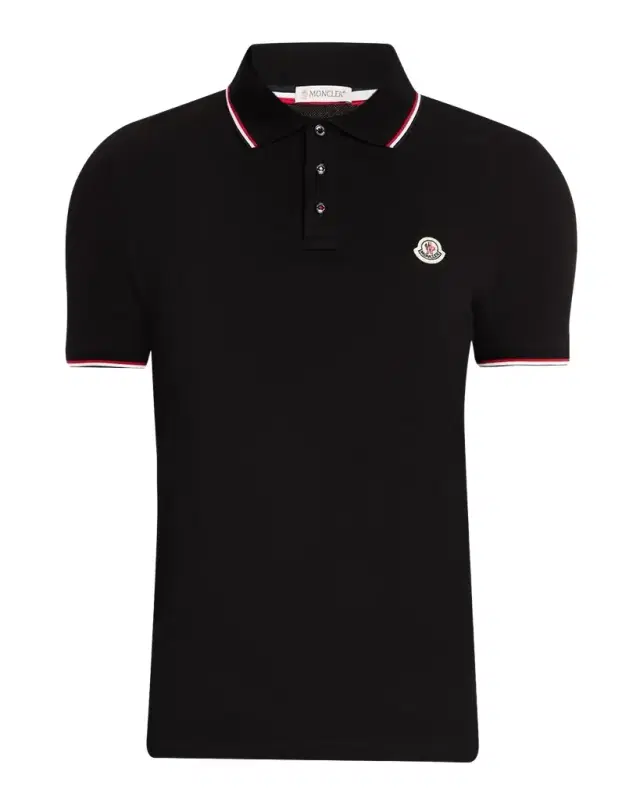 Moncler Men 's Stripe-Trim Cotton Polo Shirt