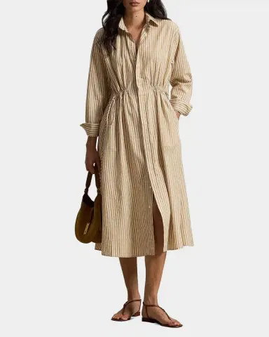 Polo Ralph Lauren Striped Cotton-Linen Drawcord Shirtdress | Thumbnail 2