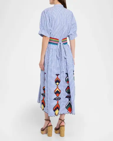 Maison Common Striped Cotton Embroidered Midi Shirtdress | Thumbnail 3