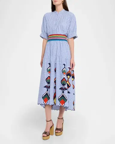 Maison Common Striped Cotton Embroidered Midi Shirtdress | Thumbnail 4