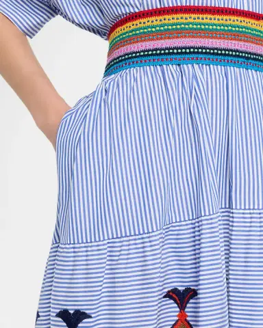Maison Common Striped Cotton Embroidered Midi Shirtdress | Thumbnail 5