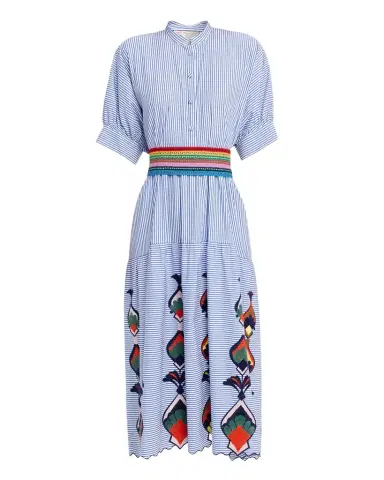 Maison Common Striped Cotton Embroidered Midi Shirtdress | Thumbnail 1