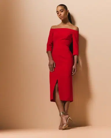Carolina Herrera Off-Shoulder Midi Dress | Thumbnail 2