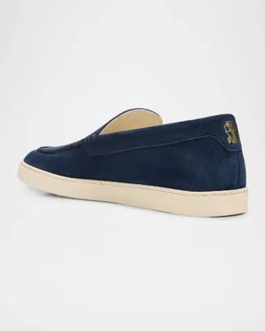 Brunello Cucinelli Men's Chevron Suede Slip-On Sneakers | Thumbnail 2