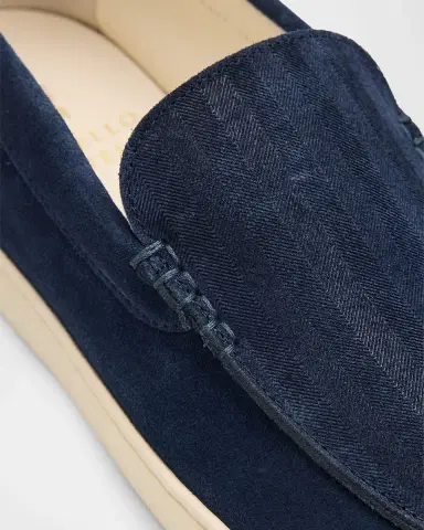 Brunello Cucinelli Men's Chevron Suede Slip-On Sneakers | Thumbnail 3